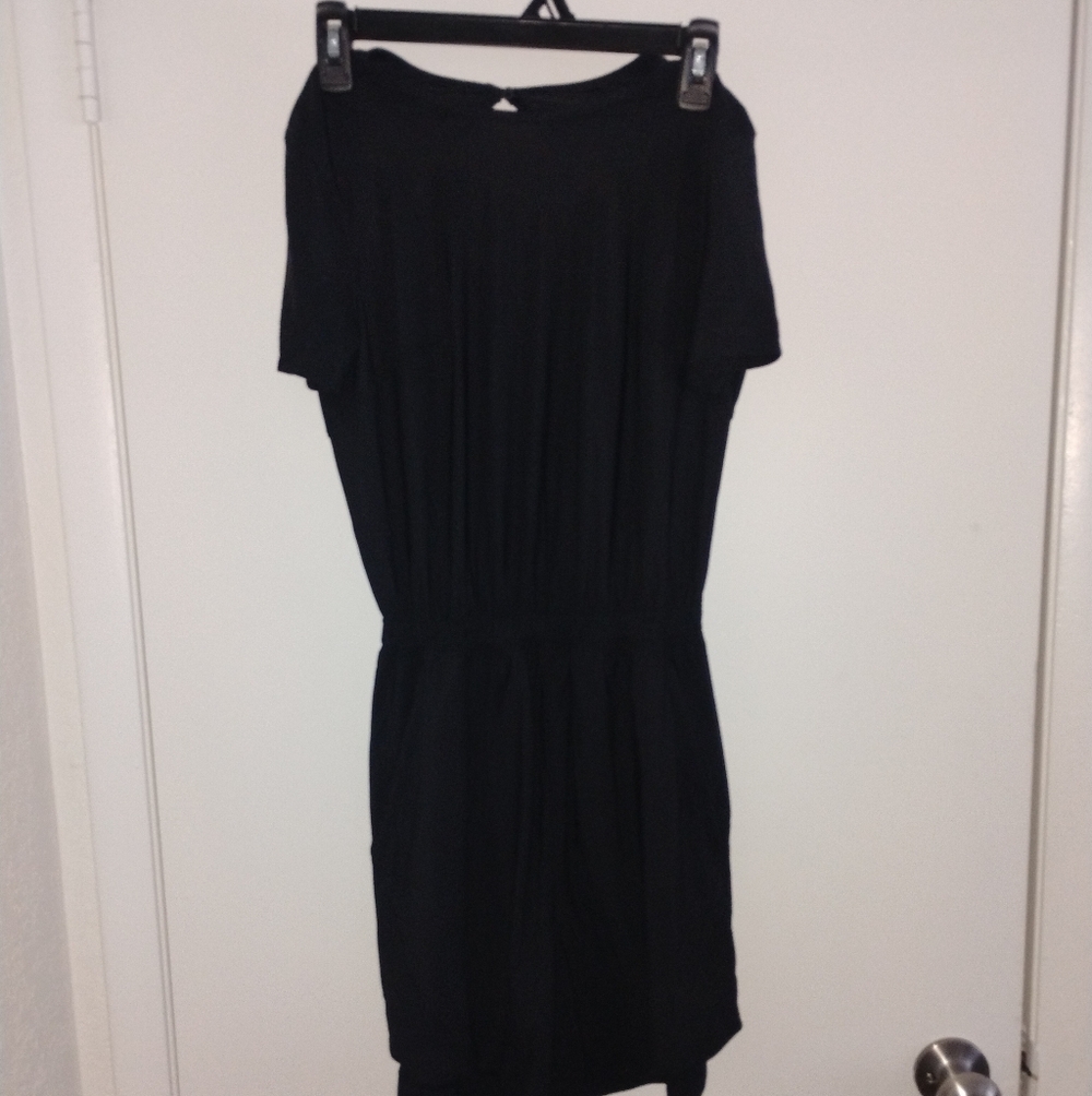 Lululemon Black Short Sleeve Shorts Jumpsuit With Open Back